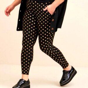 TORRID Black Full Length Leggings with Metallic Gold Size 2 (18-20)